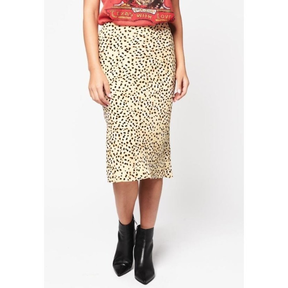 Cupcakes And Cashmere Women's Lorelai Midi Skirt in Latte Cheetah Print Size 8